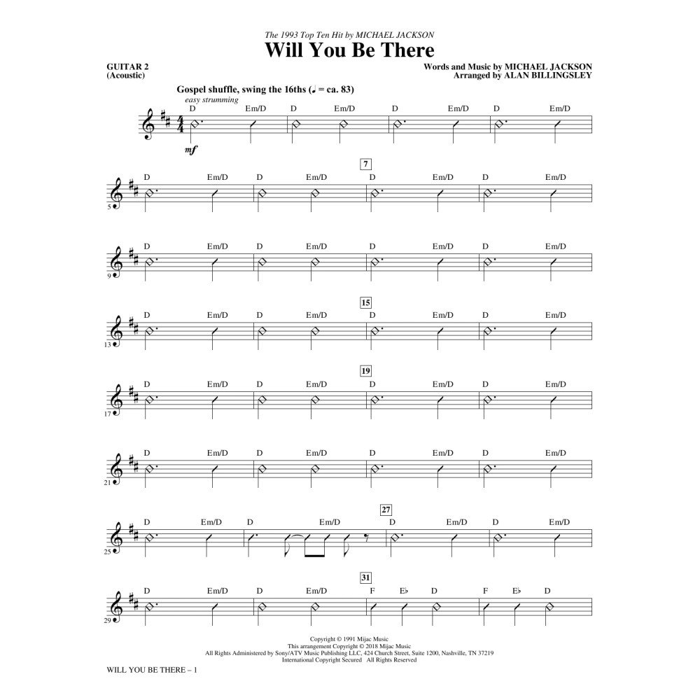 Will You Be There - Acoustic Guitar