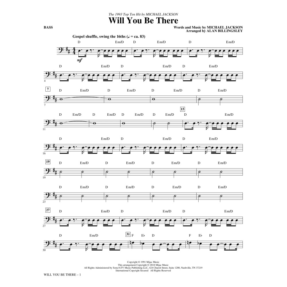 Will You Be There - Bass
