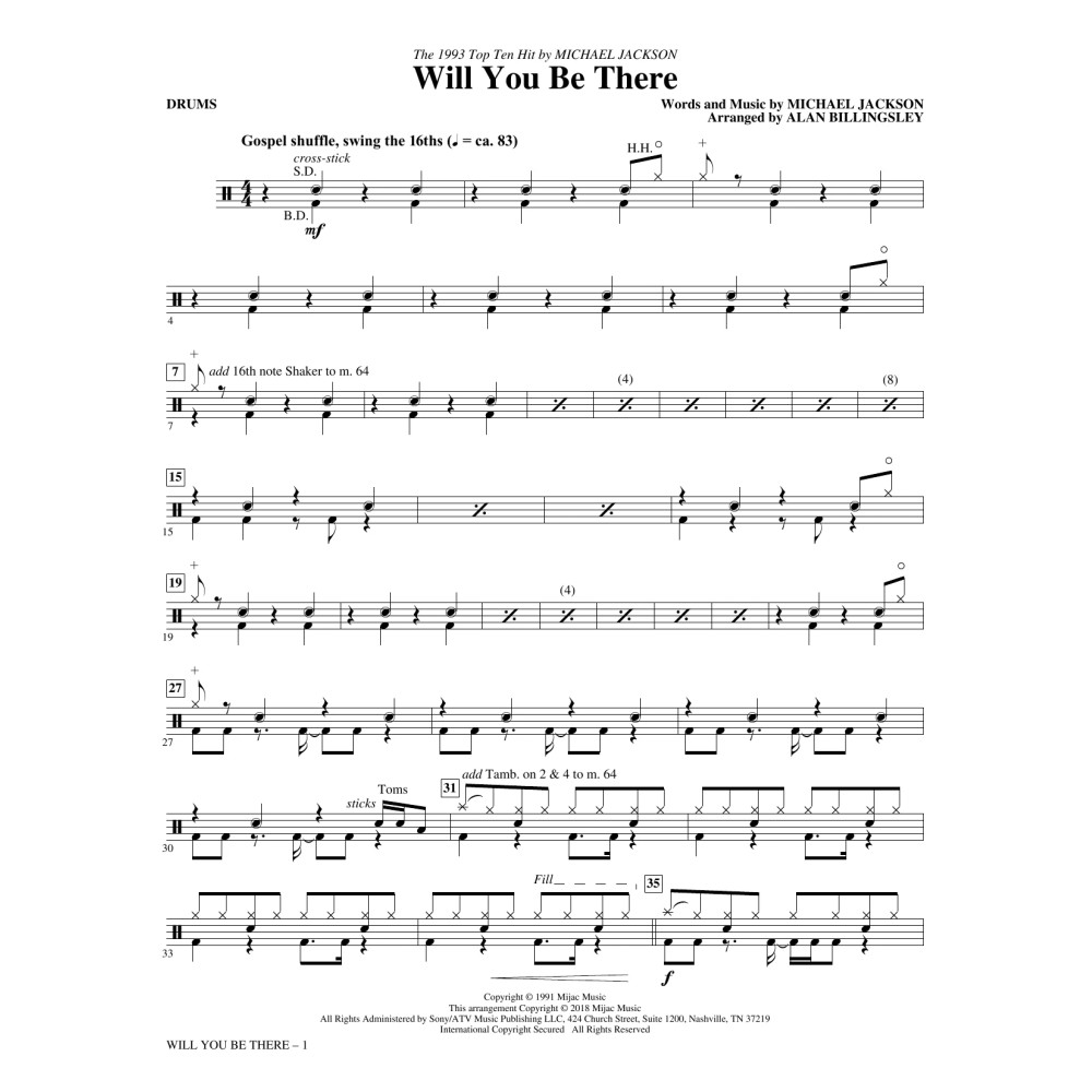 Will You Be There - Drums