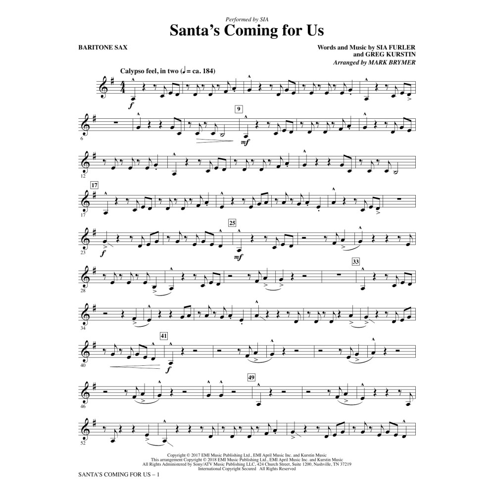 Santa's Coming for Us - Baritone Sax