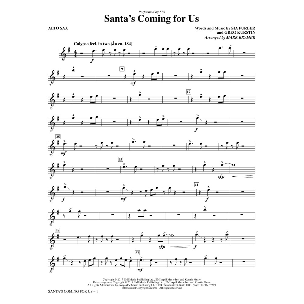 Santa's Coming for Us - Alto Sax