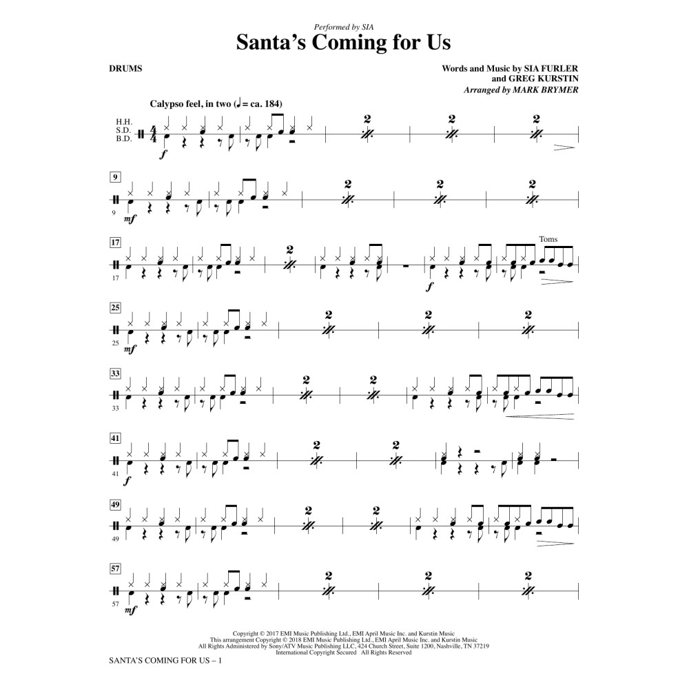 Santa's Coming for Us - Drums