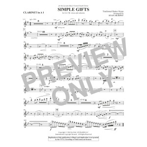 Simple Gifts - Clarinet 1 in A