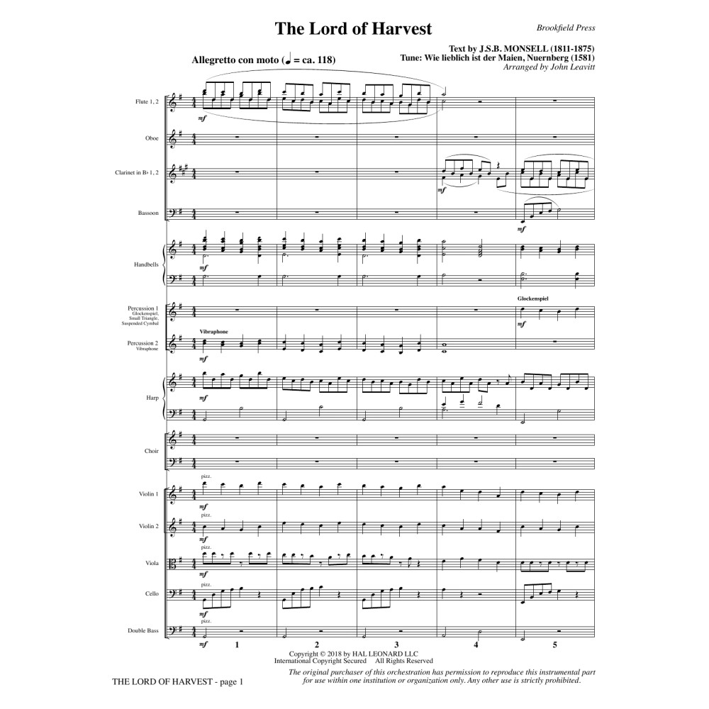 The Lord of Harvest - Full Score