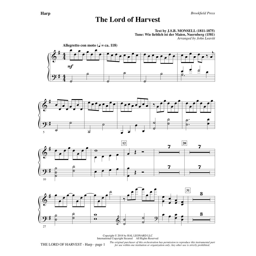 The Lord of Harvest - Harp