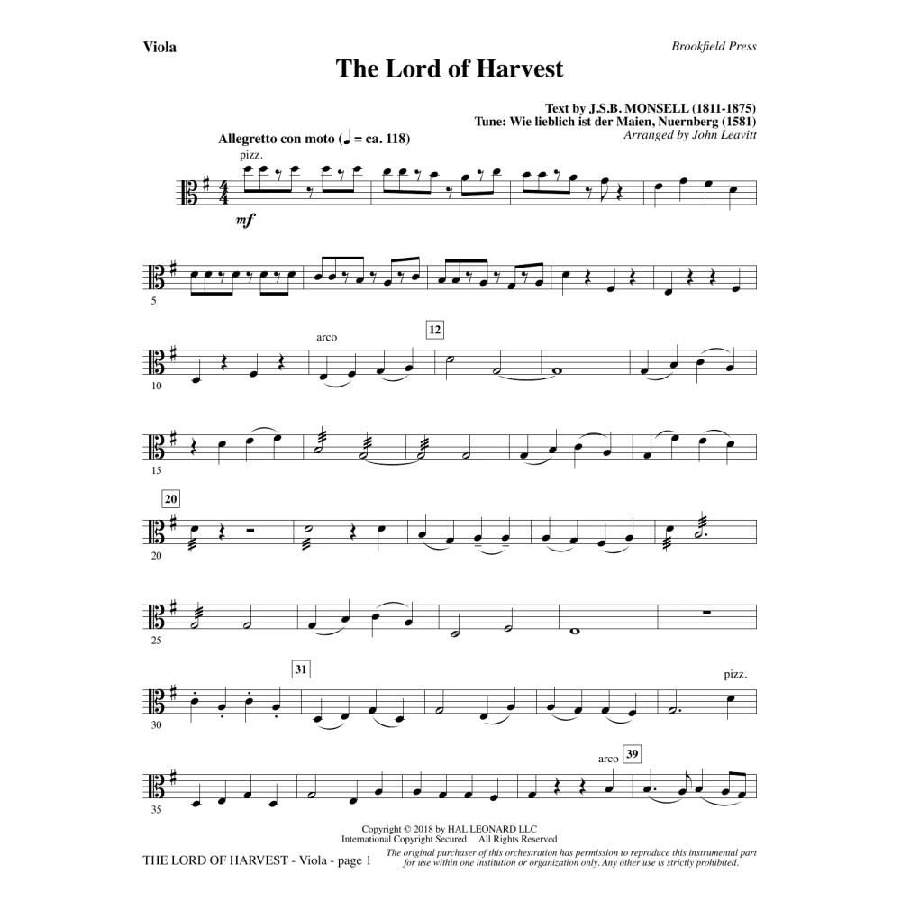 The Lord of Harvest - Viola