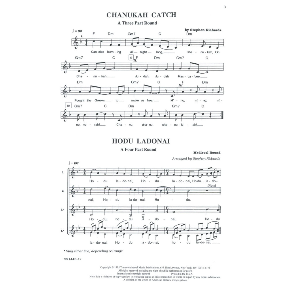 Hebrew Part Songs And Rounds
