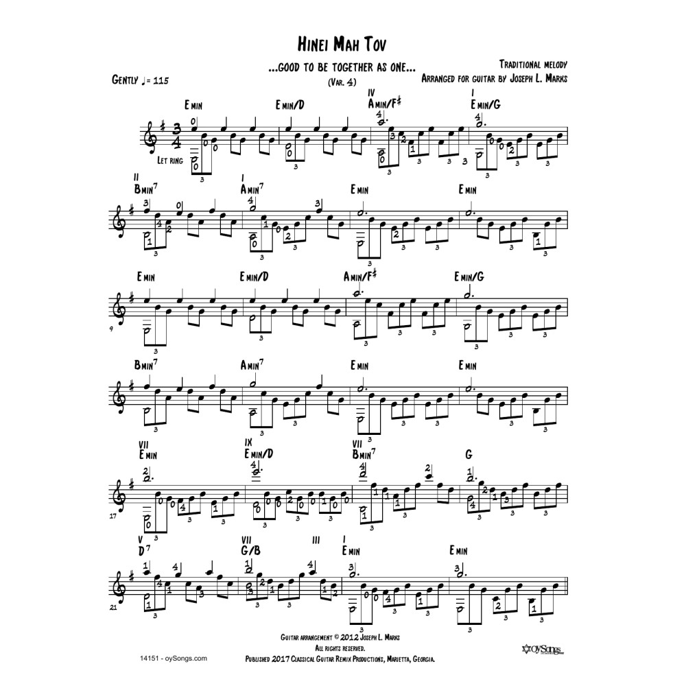 Hinei Mah Tov Var 4 (arr. Joe Marks)