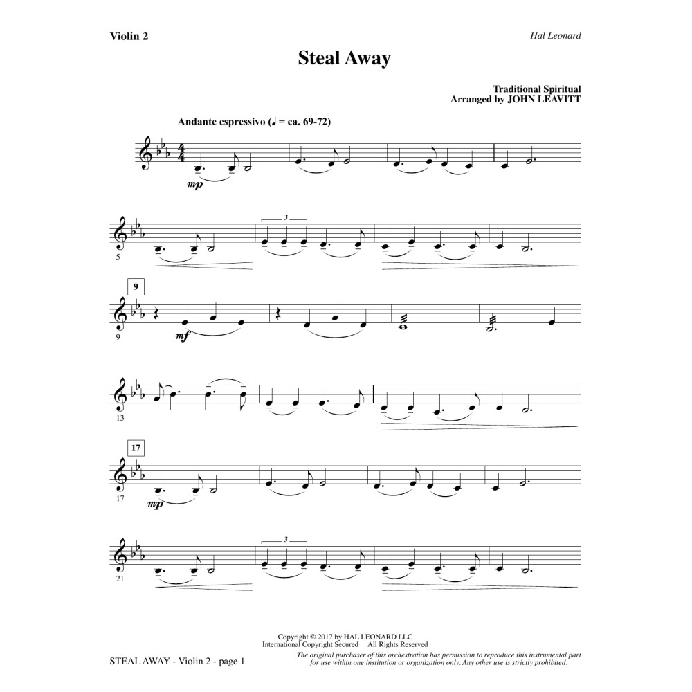 Steal Away - Violin 2