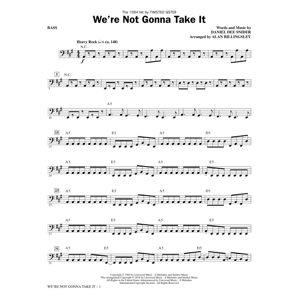 We're Not Gonna Take It - Bass
