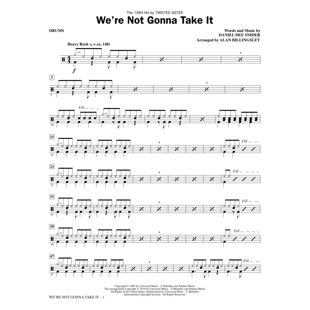 We're Not Gonna Take It - Drums