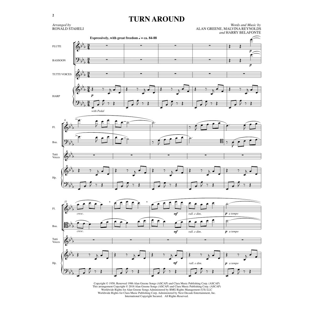 Turn Around (arr. Ronald Staheli) - Score