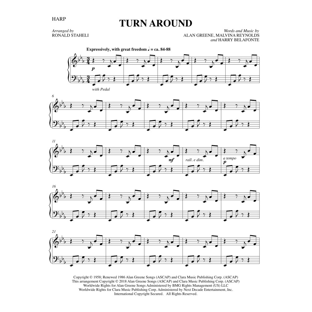 Turn Around (arr. Ronald Staheli) - Harp