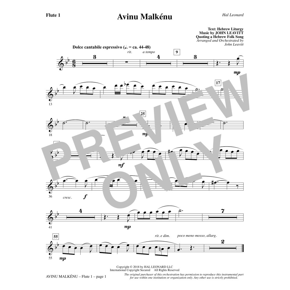 Avinu Malkénu - Flute 1