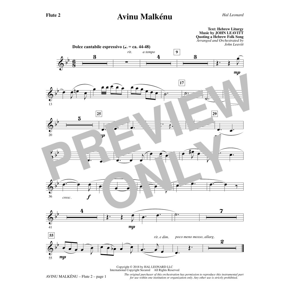 Avinu Malkénu - Flute 2