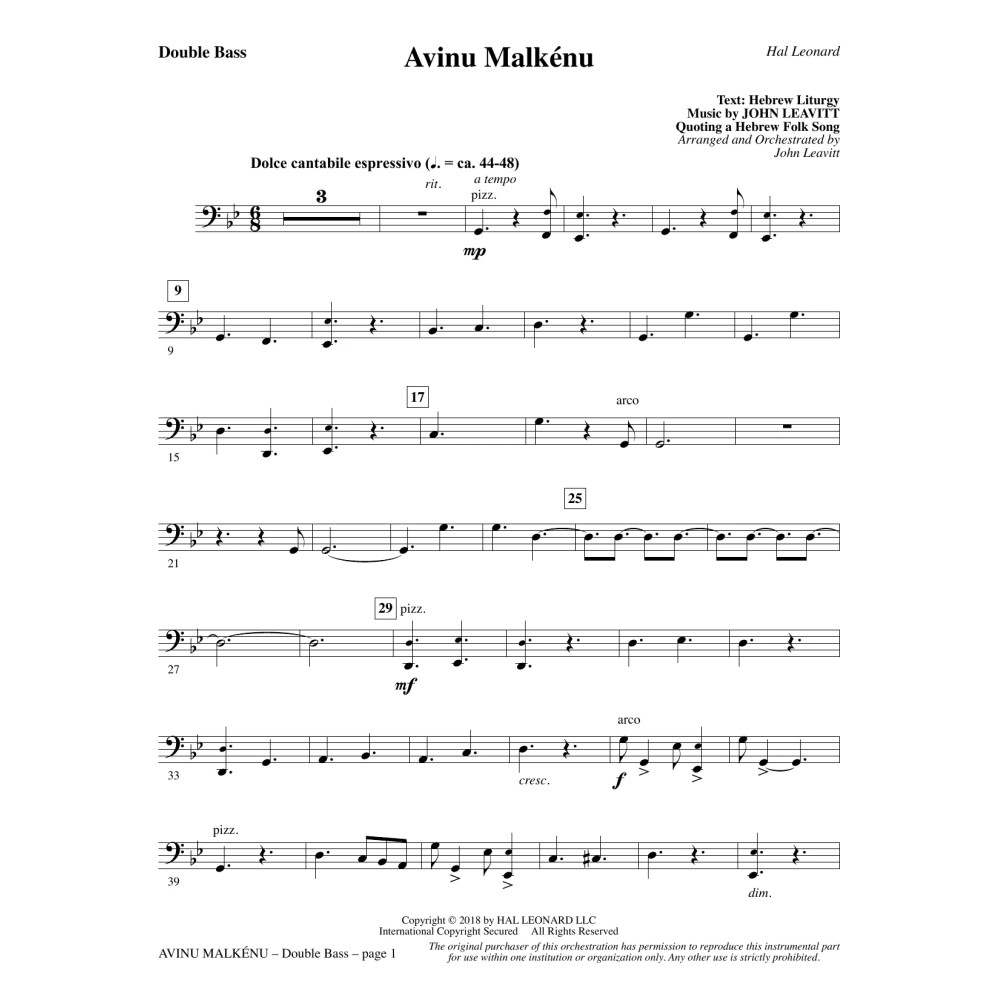 Avinu Malkénu - Double Bass