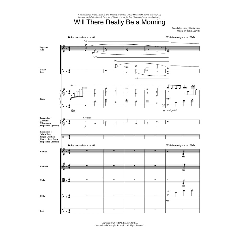 Will There Really Be A Morning - Score