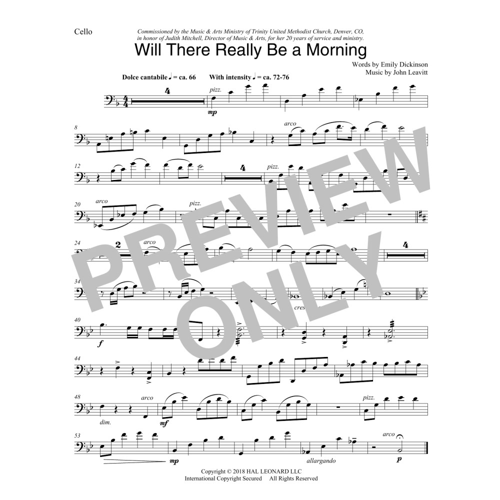Will There Really Be A Morning - Cello