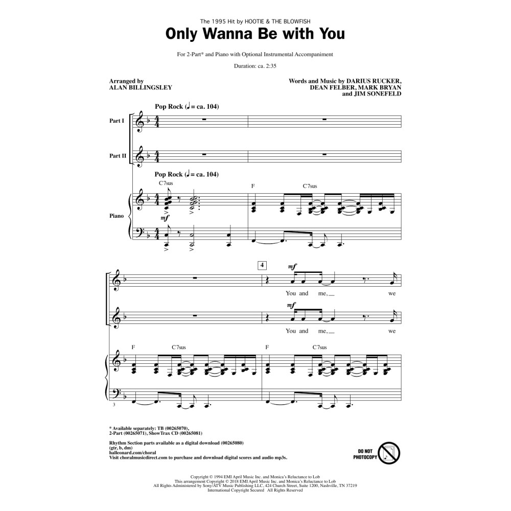 Only Wanna Be With You (arr. Alan Billingsley)