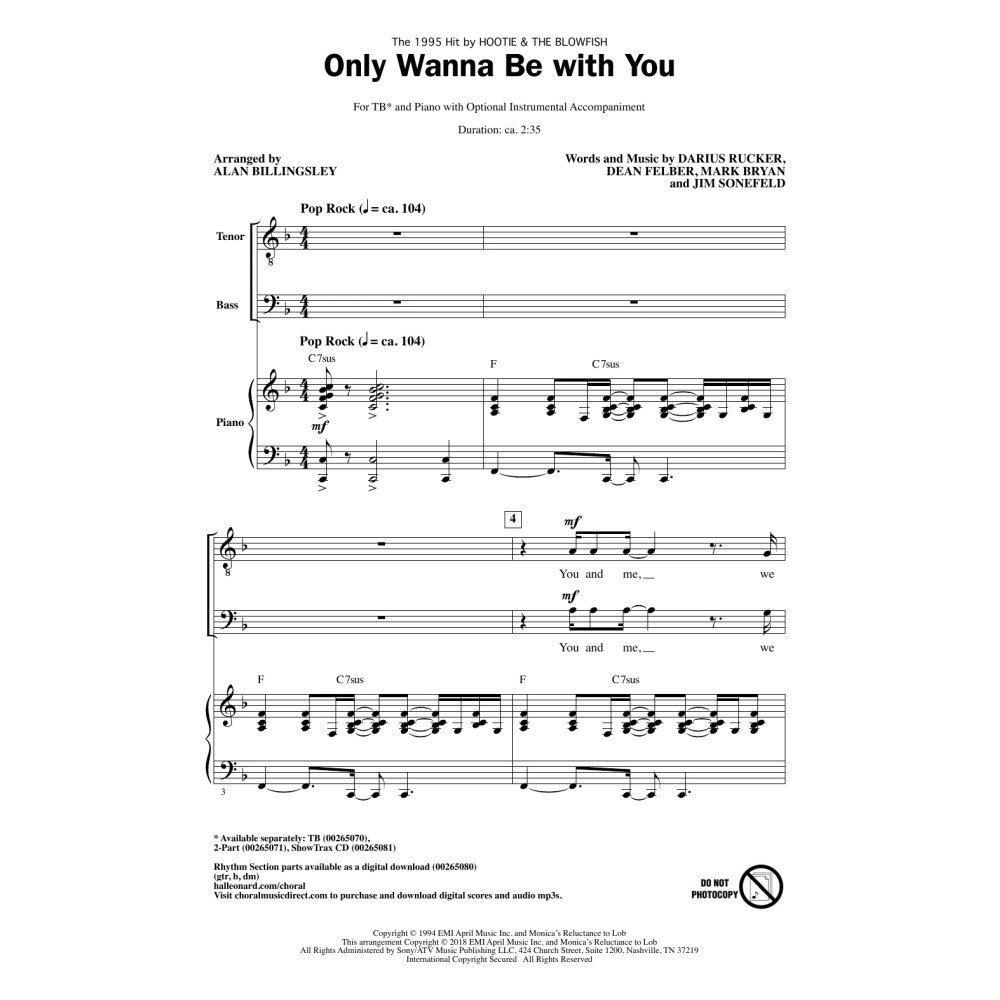 Only Wanna Be With You (arr. Alan Billingsley)