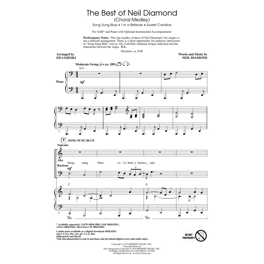 The Best of Neil Diamond (arr. Ed Lojeski)