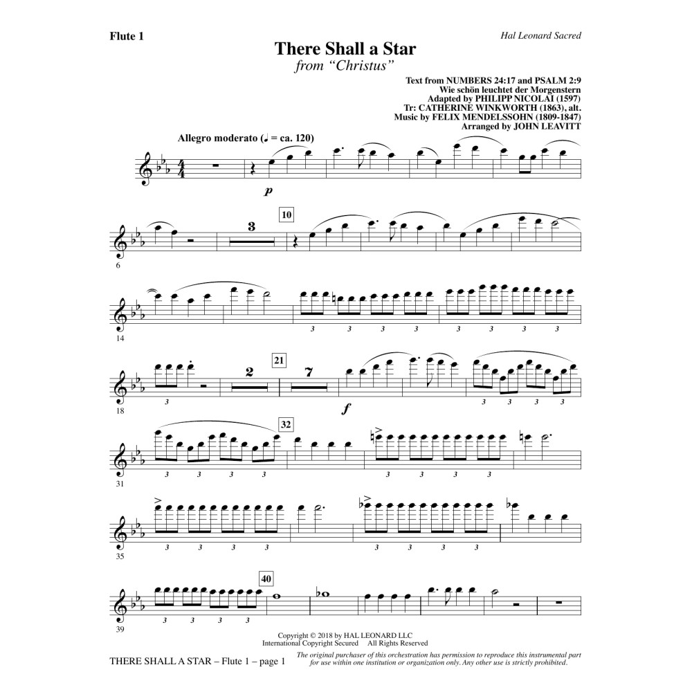 There Shall a Star (arr. John Leavitt) - Flute 1