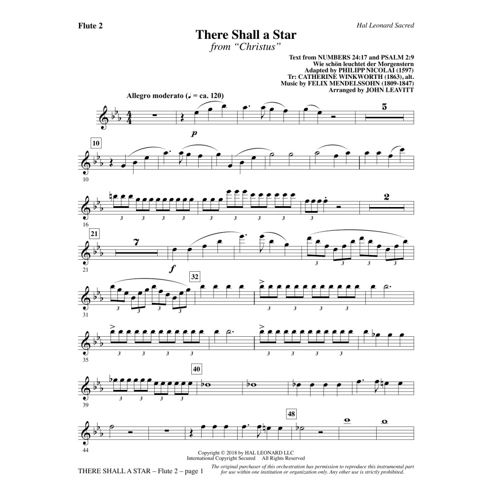 There Shall a Star (arr. John Leavitt) - Flute 2