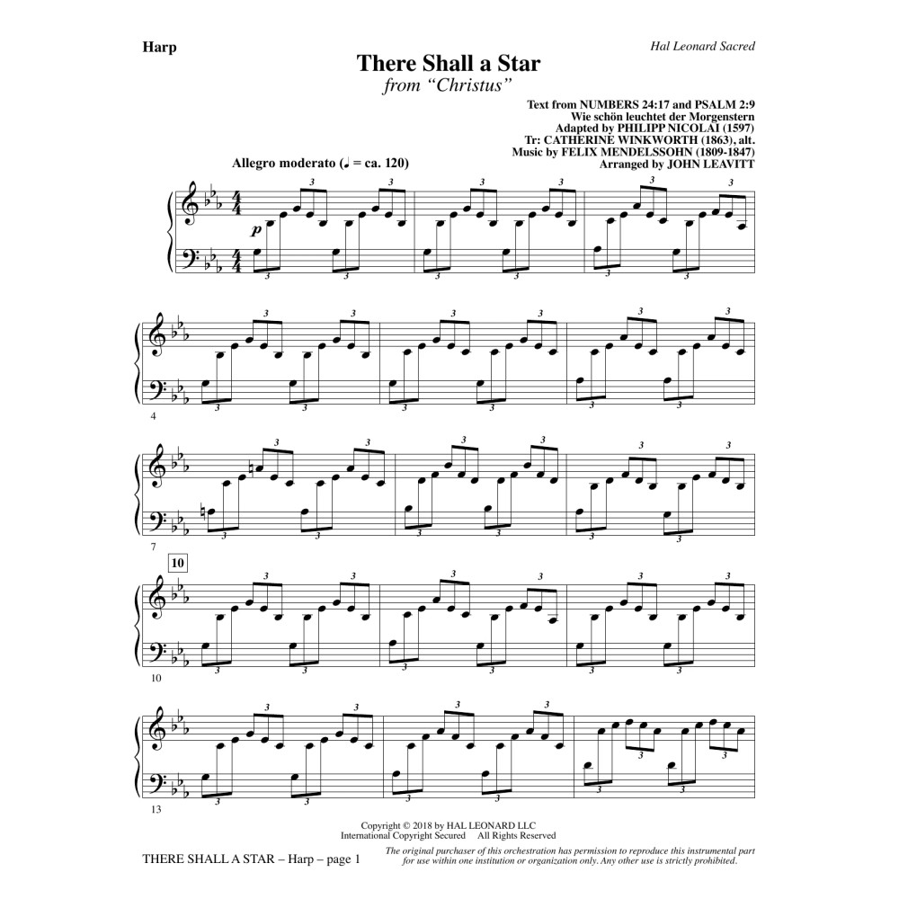There Shall a Star (arr. John Leavitt) - Harp