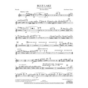 Blue Lake (Overture for Concert Band) - Piccolo