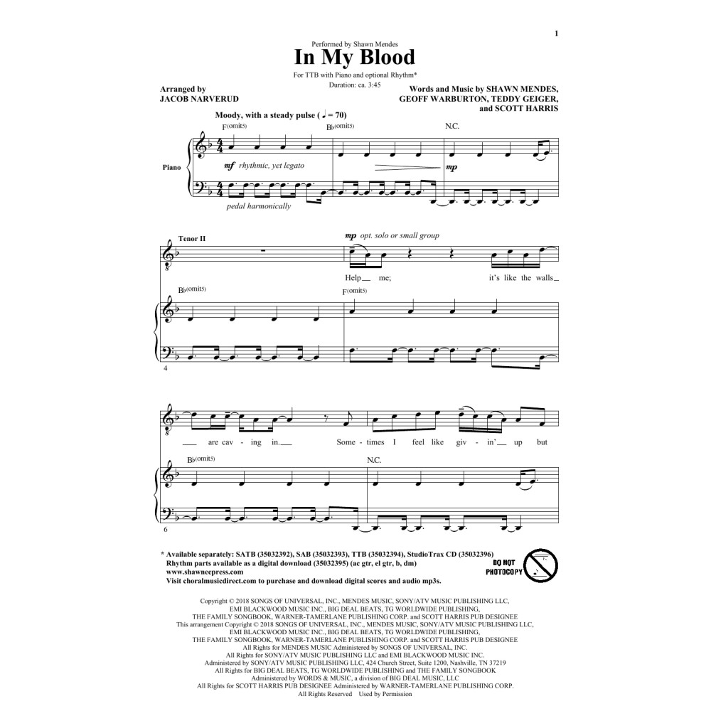 In My Blood (arr. Jacob Narverud)