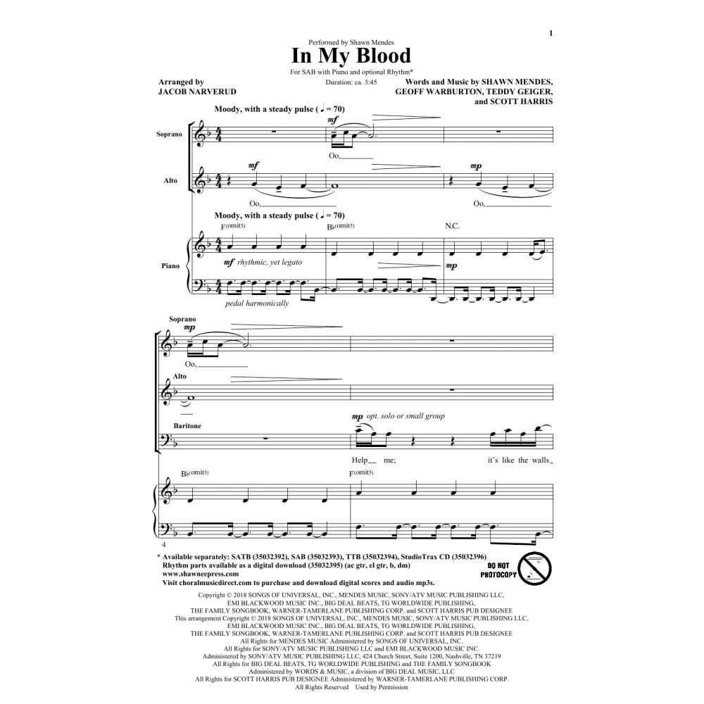 In My Blood (arr. Jacob Narverud)