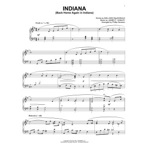 Indiana (Back Home Again In Indiana) [Jazz version] (arr. Phillip Keveren)