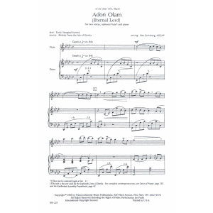 Adon Olam (Lord Of The World) 2 Voices, Optional Flute, Keyboard