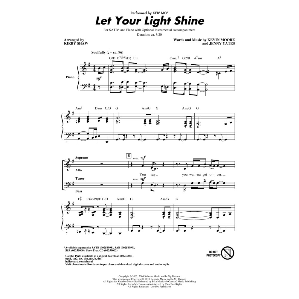 Let Your Light Shine (arr. Kirby Shaw)
