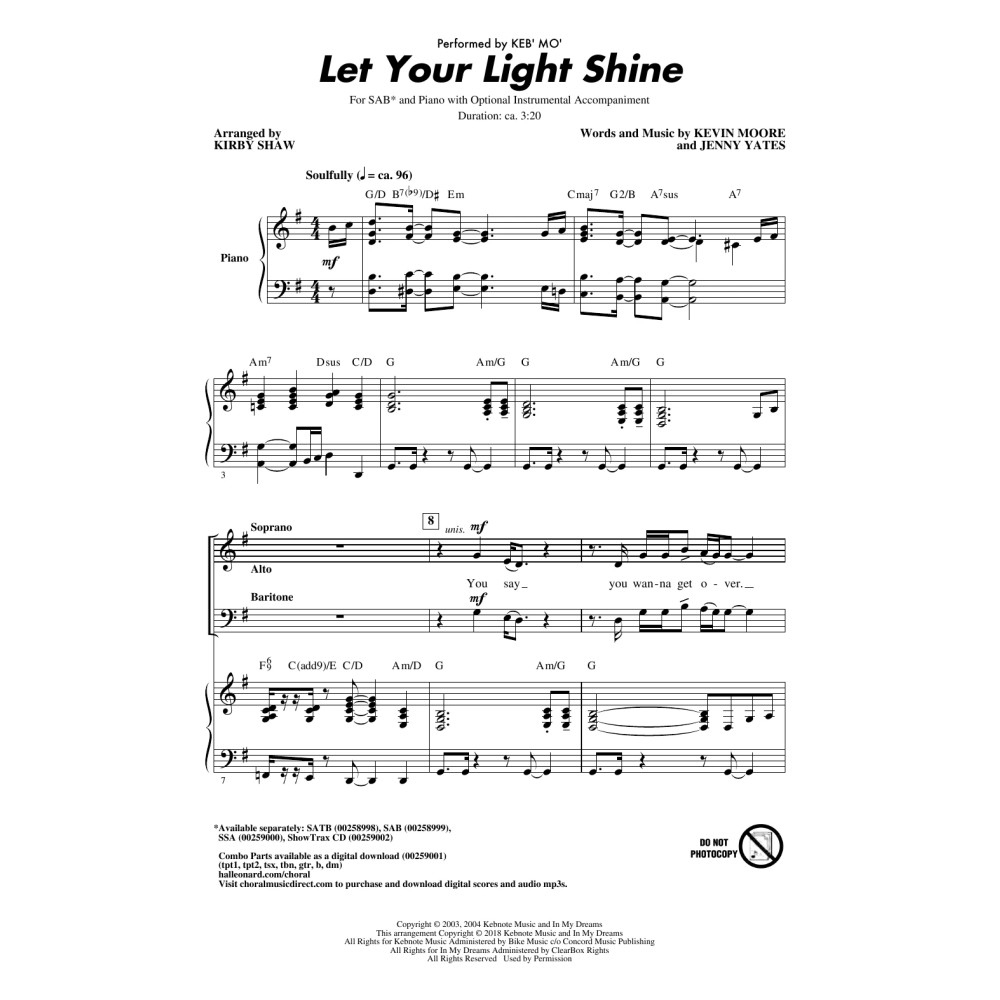 Let Your Light Shine (arr. Kirby Shaw)