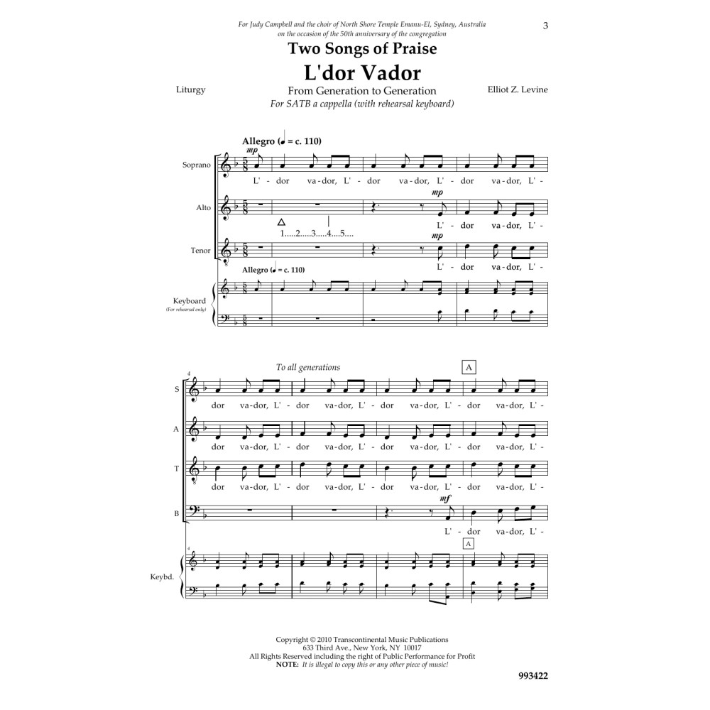 Two Songs Of Praise: L'dor Vador And Psalm 146