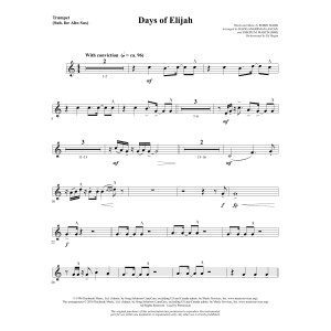 Days of Elijah (arr. David Angerman) - Trumpet (sub. Alto Sax)