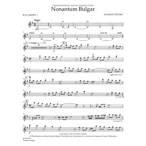 Nonantum Bulgar - Clarinet 1