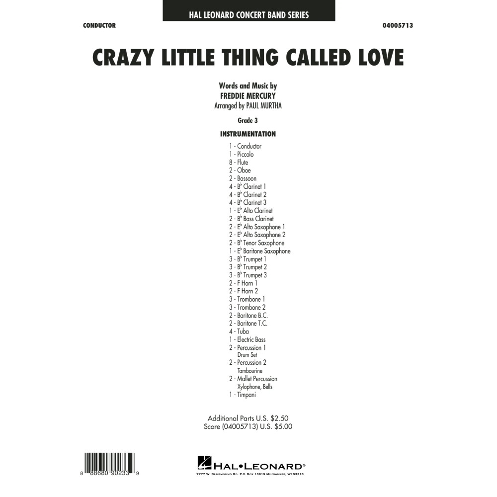 Crazy Little Thing Called Love (arr. Paul Murtha) - Conductor Score (Full Score)