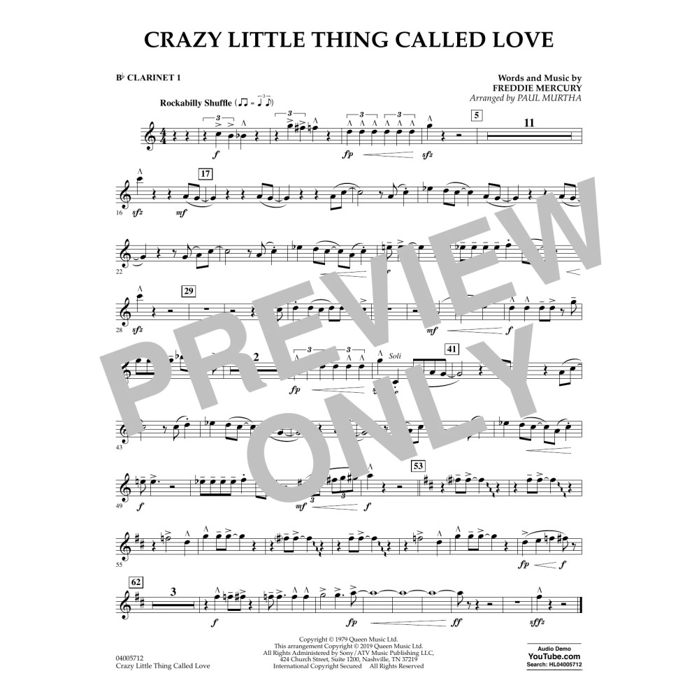 Crazy Little Thing Called Love (arr. Paul Murtha) - Bb Clarinet 1