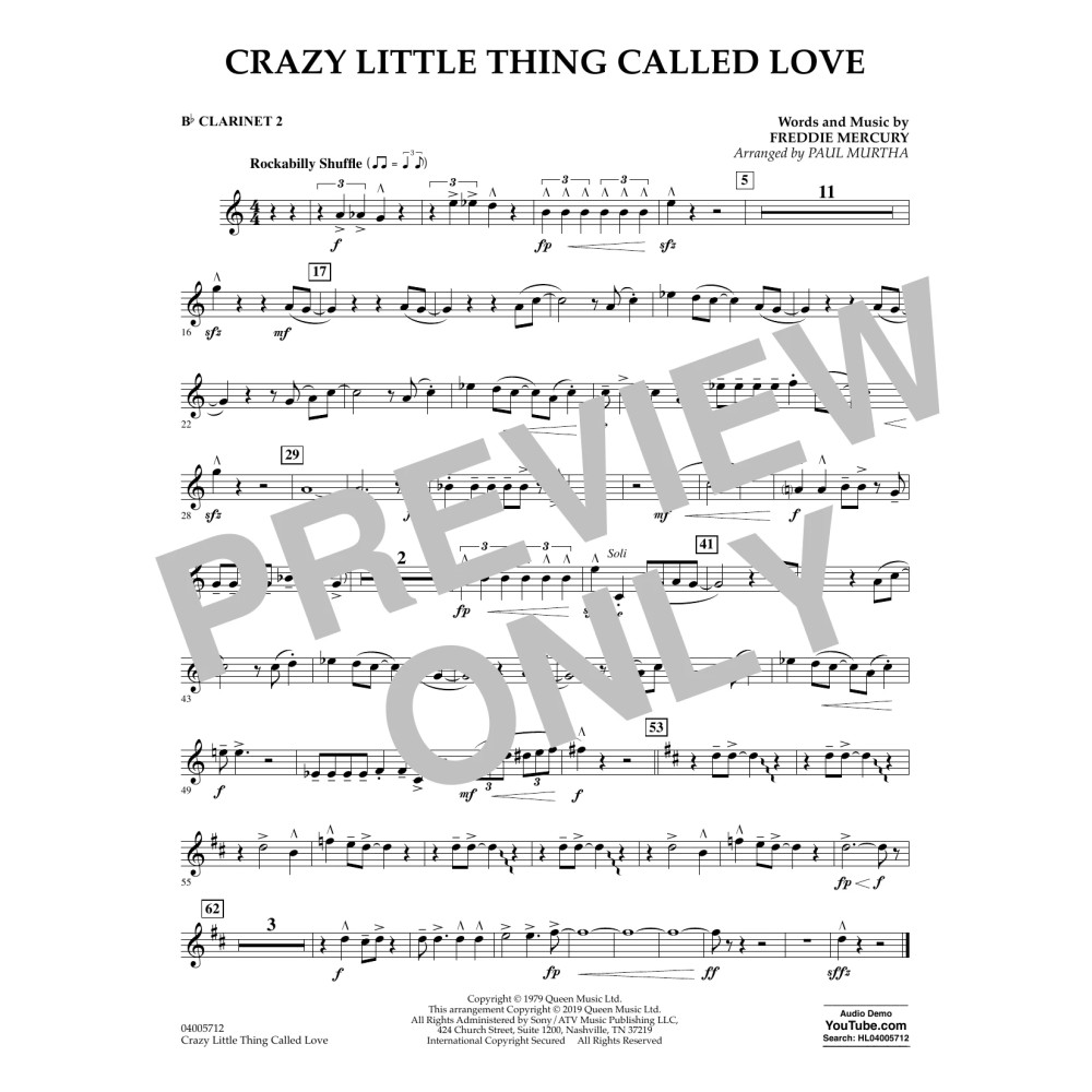 Crazy Little Thing Called Love (arr. Paul Murtha) - Bb Clarinet 2