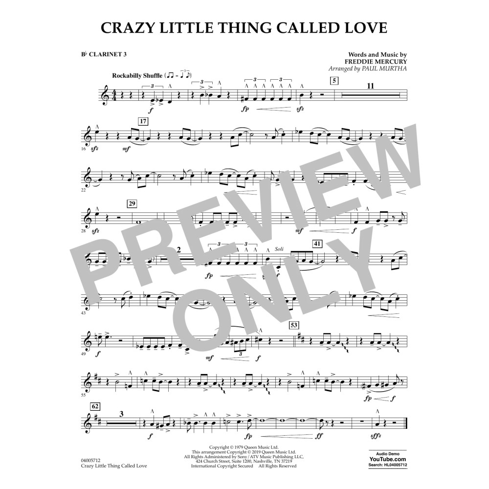 Crazy Little Thing Called Love (arr. Paul Murtha) - Bb Clarinet 3