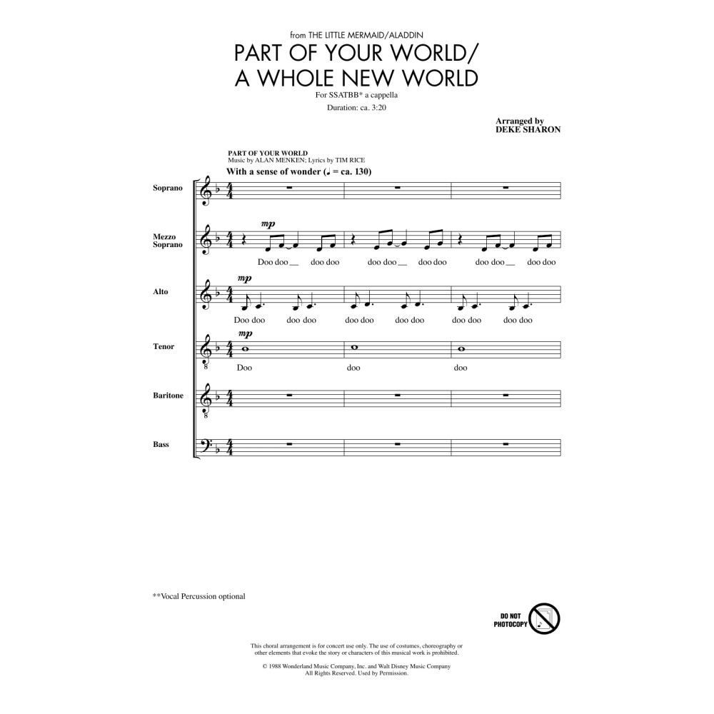 Part Of Your World/A Whole New World (from The Little Mermaid/Aladdin) (arr. Deke Sharon)