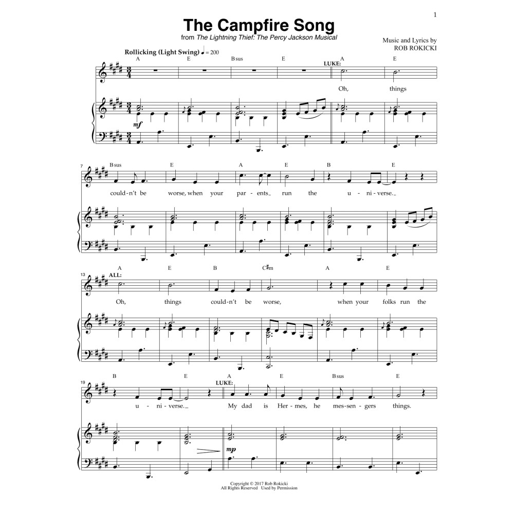 The Campfire Song (from The Lightning Thief: The Percy Jackson Musical)