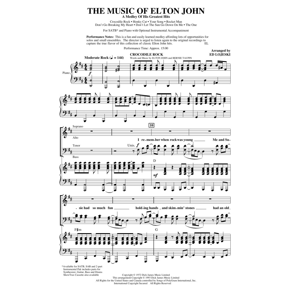 The Music of Elton John (A Medley Of His Greatest Hits) (arr. Ed Lojeski)