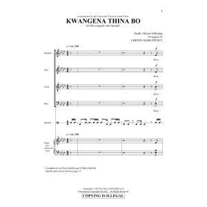 Kwangena Thina Bo (arr. Lhente-Mari Pitout)