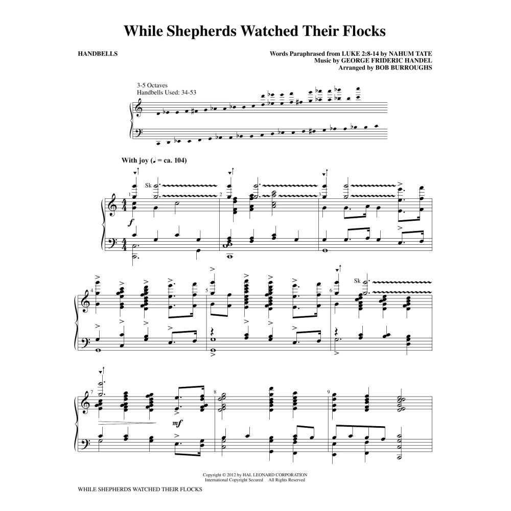 While Shepherds Watched Their Flocks (arr. Bob Burroughs) - Handbells