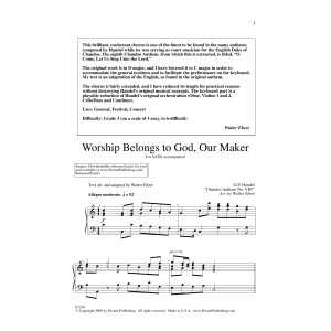 Worship Belongs to God, Our Maker (arr. Walter Ehret)