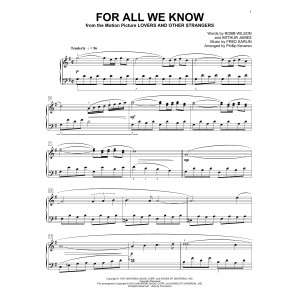 For All We Know (arr. Phillip Keveren)