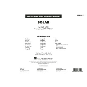 Solar (arr. John Wasson) - Conductor Score (Full Score)